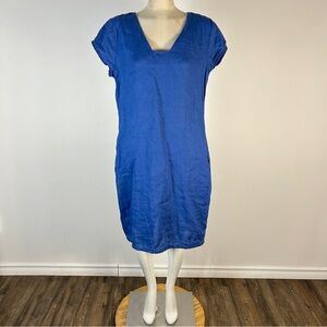 Foil Elegant Blue Linen V-Neck Maxi Dress 8